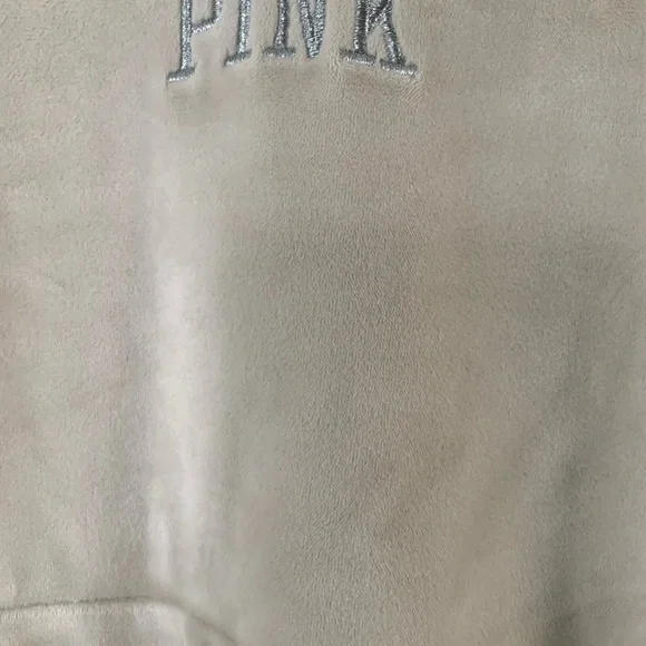 Victoria's Secret PINK Women’s LG Pullover Ivory Shirt SOFT Fleece Long Sleeves - Picture 5 of 16